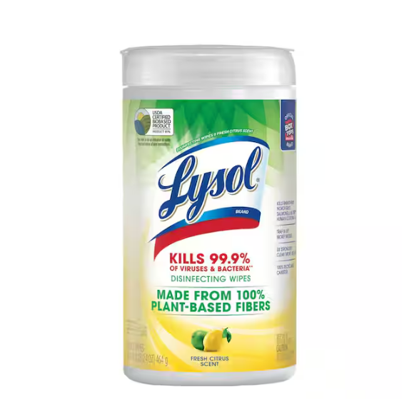 70-Count Fresh Citrus Plant-Based Biodegradable Disinfecting Wipes