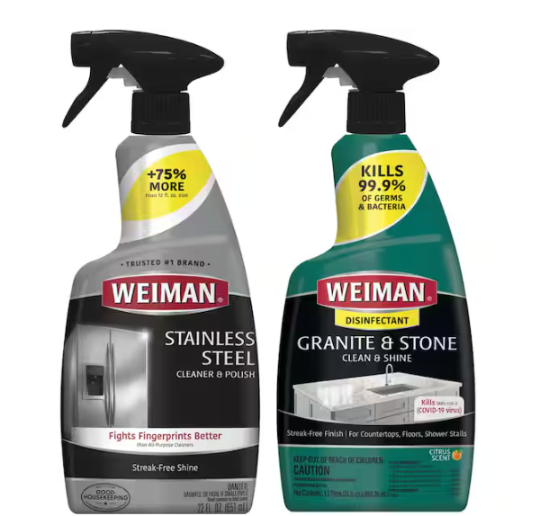 24 oz. Granite and Countertop Stone Cleaner and Polish Spray and 22 oz. Stainless Steel Cleaner and Polish Spray