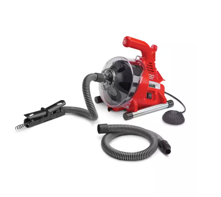 PowerClear 120-Volt Drain Cleaning Snake Auger Machine for Heavy Duty Pipe Cleaning for Tubs, Showers, and Sinks