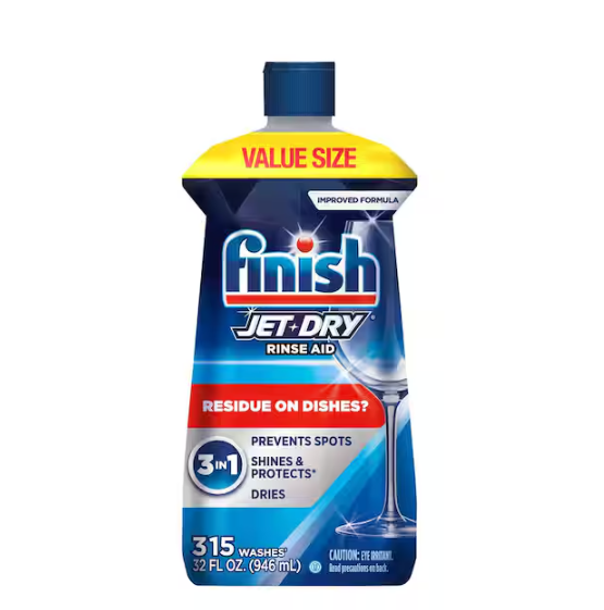 Jet-Dry Dishwasher Rinse Aid, Compatible with Dishwasher Detergent, Prevents Spots & Residues, Shines 32 oz
