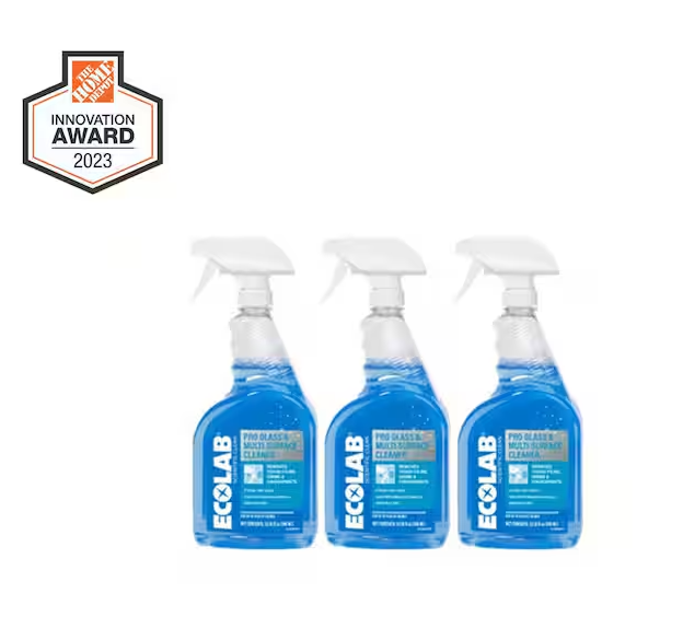 32 oz. Ammonia-Free Pro Glass Cleaner and Multi-Surface Cleaner Spray Bottle for Windows and Mirrors (3-Pack)