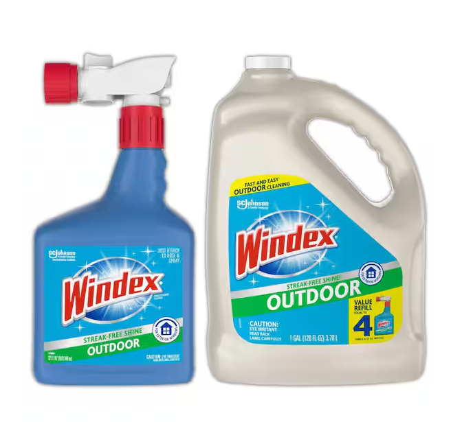 160 fl. oz. Blue Bottle Outdoor Glass Cleaner Sprayer and Outdoor Glass Cleaner Refill