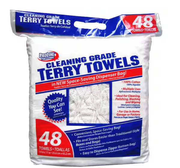 Cleaning-Grade Terry Towels (48-Pack)