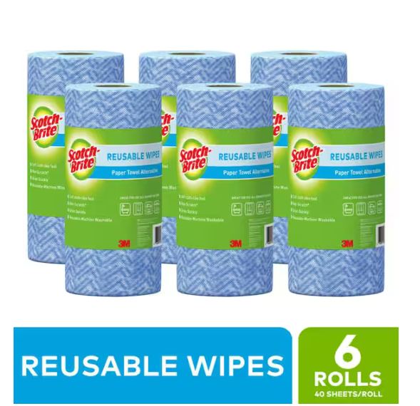 Blue Multi-Use Reusable Wipes 40-Perforated Cloths per Roll (Case of 6)