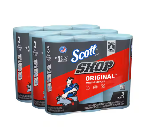 Blue Shop Towel Cleaning Wipes (3-Pack Bundle of 3)