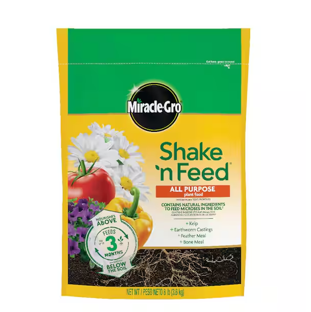 Shake N Feed All Purpose Plant Food, 8 lbs., For In-Ground and Container Plants, Feeds up to 3-Months, Dry Fertilizer
