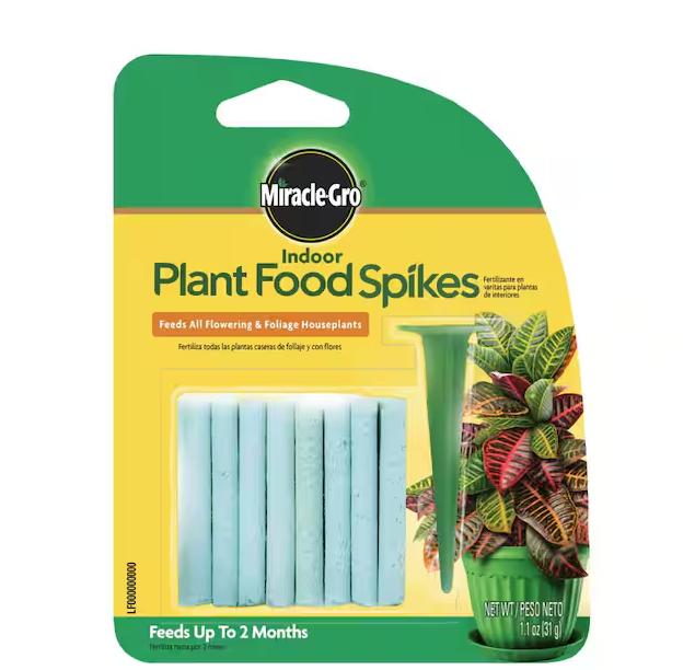 Indoor Plant Food Spikes, Continuous Feeding for Flowering and Foliage Houseplants, Dry Fertilizer, 24 Spikes