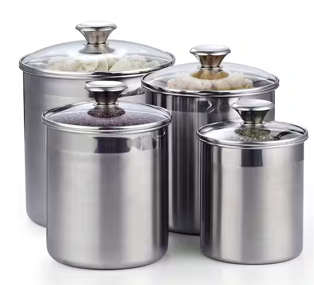 02553 4-Piece Stainless Steel Canister Set