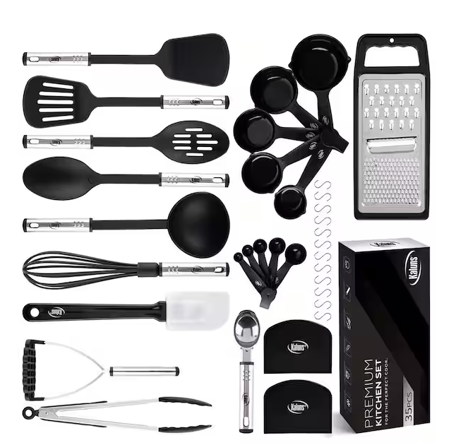 Nylon Black Stainless Steel Utensils (Set of 35)