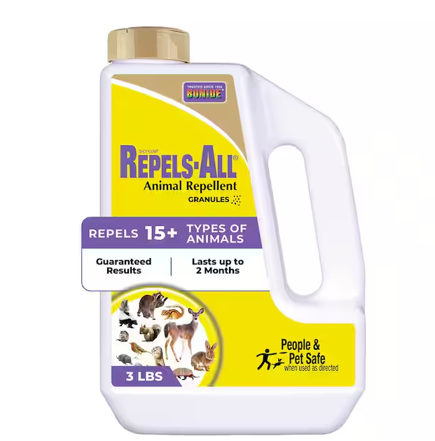 Repels-All Animal Repellent, 3 lbs. Granules, Squirrels, Deer, Rabbit, Groundhog, Raccoon Repellent, Deter Pests