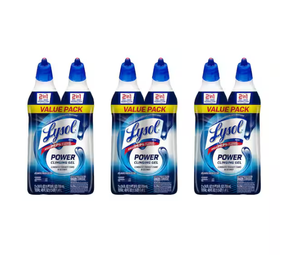 Power Toilet Bowl Cleaner Gel, For Cleaning and Disinfecting, Stain Removal, 24oz (6-Pack)