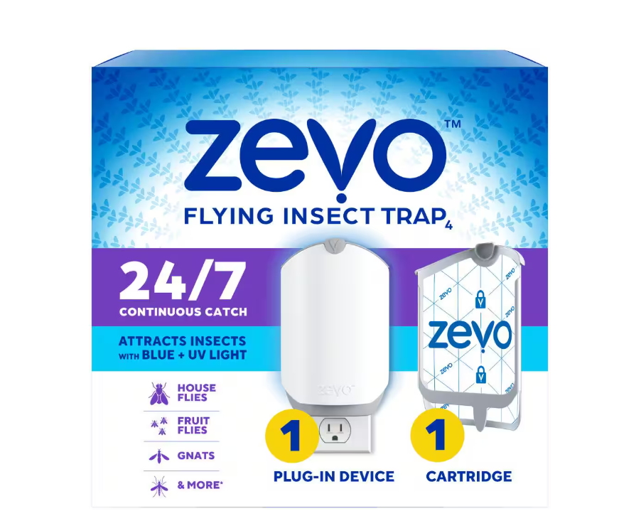 Indoor Flying Insect Trap for Fruit flies, Gnats, and House Flies (1 Plug-In Base + 1 Refill Cartridge)
